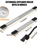Appliance Rollers With 360° Swive Wheels, Anti Slip Heavy Duty Extendable Mover Tools with 28 Roller & Lifting Lever Tool For Moving
