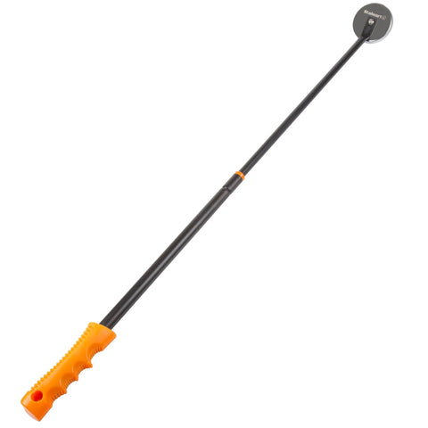Extendable 40 inch magnetic pickup tool with a 50 lb pull enables safe retrieval of nails, screws, bolts and other metal debris.