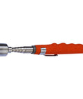 Extendable magnetic pick up tool extends to 31 inches and pulls up to 20 pounds, cushioned red grip, silver telescopic handle