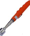 Extendable magnetic pick up tool extends to 31 inches and pulls up to 20 pounds, shown with a cushioned orange grip.