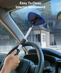 Windshield Cleaning Tool With Extendable Handle And Microfiber Pad Set For Auto Glass And Car Interior Detailing, in use