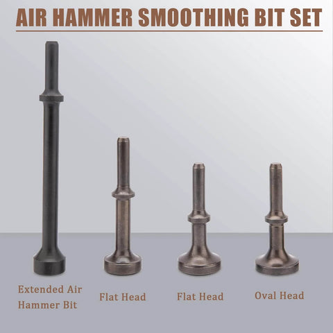 Extended Length Air Hammer Bits Set With Spring 0.401 Pneumatic Chisel Bits four head shapes metal alloy