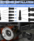 12PCS Blind Hole Bearing Puller Set with Slide Hammer showing extender installation and anti-corrosion treatment details