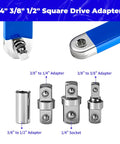 Zero Offset Extension Wrench Set With Half Inch Quarter Inch And Three Eighths Inch Square Drive Adapters, tool close-up
