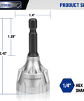 External Chamfer Deburring Tool With YG8 Carbide Blade And Quick Release Hex Shank shown with dimensions