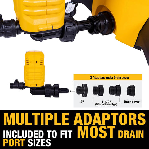 Multiple adapters for External Pump Accessory For Wet Dry Vacs That Reaches Hard To Reach Areas Dewalt DXVPA101