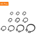 External Retaining Ring Kit, 145 Pieces, 10 Sizes From M5 To M14, 65Mn Carbon Steel Circlip Snap Rings Assortment Display