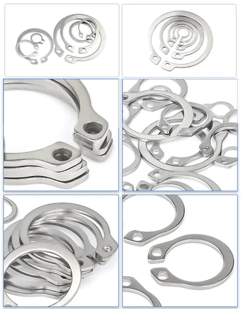 External Retaining Ring Kit 330 Pieces 15 Sizes Metric C Clips In 304 Stainless Steel Circlip Snap Ring Assortment Pro Grade For Auto And Machinery 4mm To 28mm Range Durable Quality Set