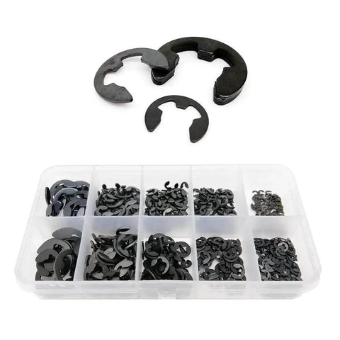 580 Pcs External Retaining Ring Kit M1.5 To M10 Carbon Steel Circlips Snap Rings And Washers For Gears And Axles, 10 Size Assortment With 4mm To 20mm OD