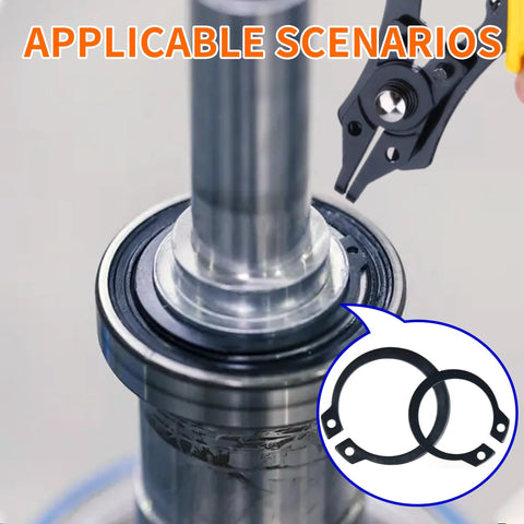 External Retaining Rings Kit With 250 Piece C Clip Set For M8 To M20 Plus Spring Tool Pliers depicted with shaft application