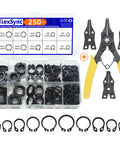 External Retaining Rings Kit With 250 Piece C Clip Set For M8 To M20 Plus Spring Tool Pliers With Extra Three Convertible Jaws