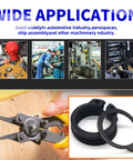 External Retaining Rings Kit With 250 Piece C Clip Set shown with tool pliers, black oxide finish rings, and wide application uses.