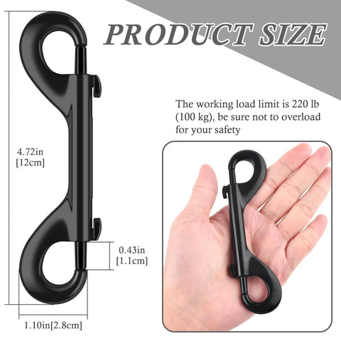Extra Large 4.7 Inch Double Ended Bolt Snap Hooks With 220 Lb Load Capacity Made From Zinc Alloy Heavy Duty Clips in hand