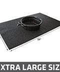 XL Oil Spill Mat For Garage Floors Premium Absorbent Oil Pad Reusable And Washable Durable With Waterproof Backing To Contain Liquids And Protect Concrete Surfaces From Stains Large 36 By 59 Inches USA Made shown with dimensions and oil container