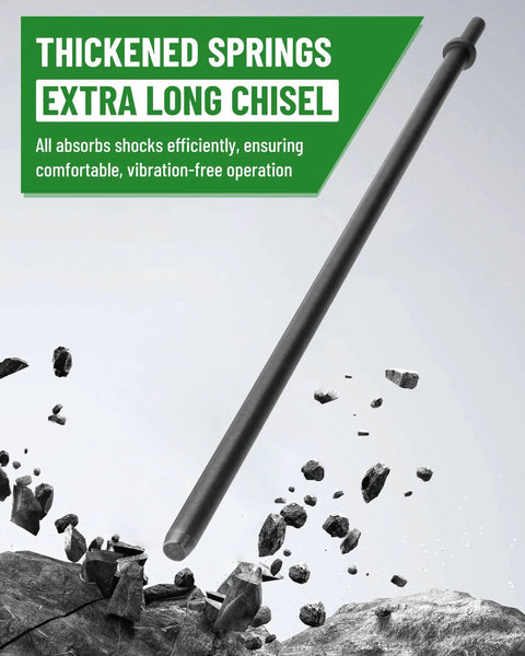 Extra Long 18 Inch Air Hammer Bit Set With 3/8 Inch Taper Punch And Spring 42CrMo Alloy Steel Point Tip Pneumatic Cold Chisel