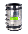 XL Shielded Flexible Pipe Coupling For Below Ground Install Extra Long 7.85 Inch Body Fits Outside Diameter 4.10 To 4.65 Inches Compatible With Cast Iron PVC Lead Steel DWV Sewer Drain