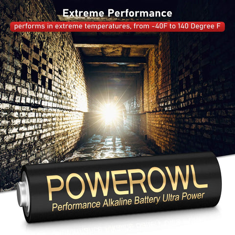 High Capacity Alkaline AA AAA Batteries 16 Pack Long Lasting 10 Year Shelf Life shown with extreme performance label.