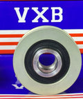 Front view of F-560201 Alternator Pulley for Hyundai SANTA FE II (CM) with one-way clutch on VXB branded background