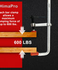 Heavy Duty 12 Inch Bar Clamp Set Four Pack Drop Forged Steel F Clamps With 600 Lb Load Capacity And 3-5/32 Inch Throat
