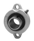 Single 2-Bolt Flange Sealed Ball Bearing 1 in I.D. Narrow Set Screw White Polymer Housing, Contact Seal, Relubricable Ball Insert
