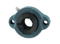 Front view of 1-1/4 in wide 2-bolt single sealed ball bearing UETFT206-20 style 1.25 in bore heavy duty mounted assembly for machines.