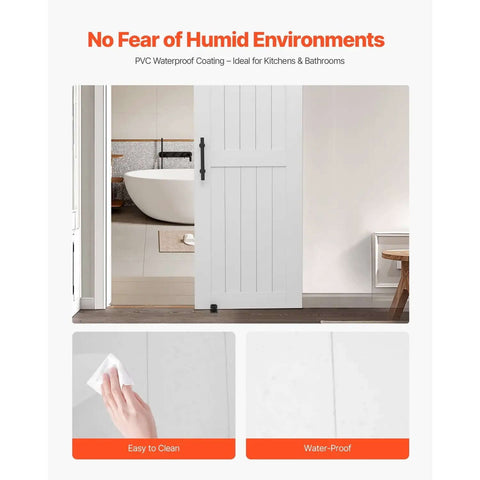 Sliding Barn Door Kit With Hardware 30 By 84 Inch MDF Panel Water Resistant PVC Coating Easy To Install Quiet And Smooth Sliding H
