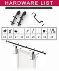 White Primed Sliding Barn Door For Bookshelf Built To Last With Solid Core MDF, Hardware Kit, Handle And Floor Guide included