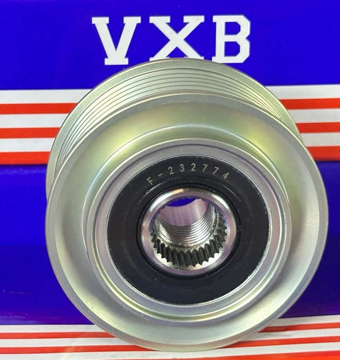 F-232774 Overrunning Alternator Pulley for Hyundai front view with VXB packaging in background