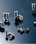 Multiple CFS2.5V CFS Series Shielded Linear Bearing Blocks with Hex Roller Head, 5mm Diameter, High Carbon Steel on Display.