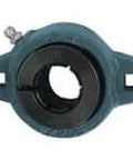 Front view of UEFX204-12 3/4 in Wide Accu-Loc Malleable 2-Bolt Flange Unit, Single sealed ball bearing insert, cast iron FX204 housing.