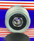 F‑553470 / 535001210 Alternator Freewheel Pulley 6 Rib 61 mm OD with black cover and silver finish