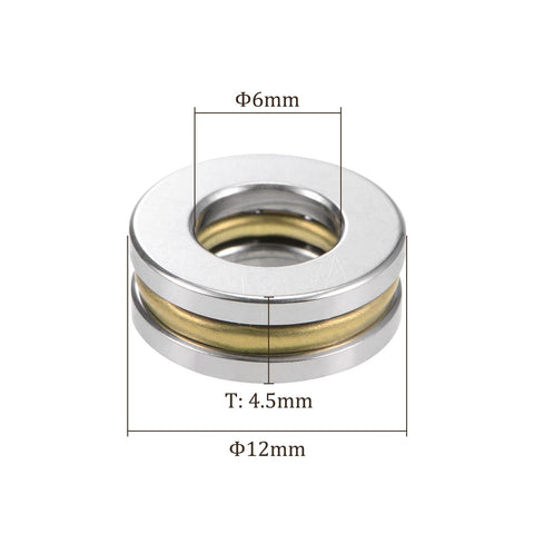 10 Pack F6 12M Thrust Ball Bearing Set For Machine Tools With Washer Chrome Steel 6mm By 12mm By 4.5mm