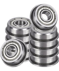 Stack of F605ZZ Flanged Ball Bearings 5x14x5mm Double Shielded Chrome Steel, 10 pack for precision machines and DIY projects by UXCELL.