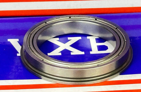 F6807ZZ Thin Section Flanged Ball Bearing 35x47x7mm on vibrant background, showing double metal shields, made of chrome steel.