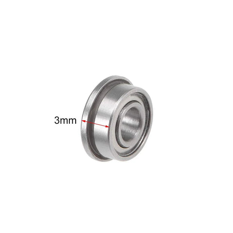 Side view of F683ZZ Flanged Ball Bearing 3x7x3mm Shielded Chrome Steel With 8.1mm Flange Diameter for Small Motors and Precision Projects
