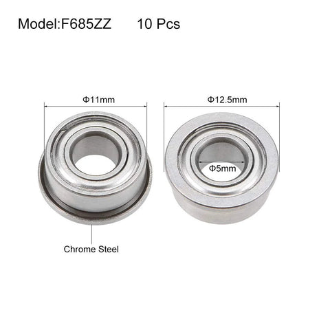 Flanged Ball Bearing F685ZZ 5mmx11mmx5mm Double Shielded Chrome Steel Deep Groove Bearing for precision machinery