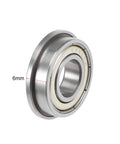 F6900ZZ Flanged Ball Bearing 10x22x6mm Shielded Chrome Steel GCr15 with flange diameter 25mm, showing side view.