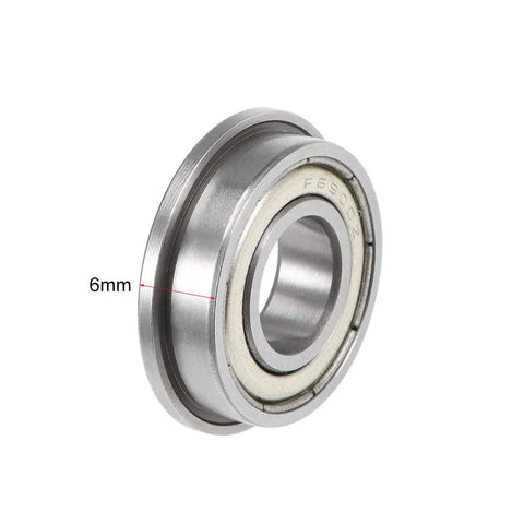 F6900ZZ Flanged Ball Bearing 10x22x6mm Shielded Chrome Steel GCr15 with flange diameter 25mm, showing side view.
