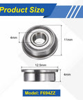 F694ZZ Flanged Ball Bearings 4 By 11 By 4mm Double Shielded Chrome Steel Deep Groove ABEC 5 Size Chart