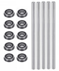 F695-2RS Flange Ball Bearing 5x13x4mm Double Sealed Chrome Steel Bearings Pack of 10 and 5mm Diameter HSS Lathe Rods