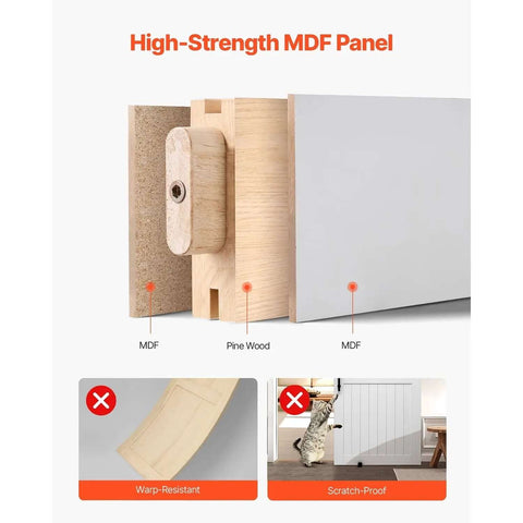 Sliding Barn Door Kit With Hardware 42 By 84 Inch Built Tough MDF Panel Water Resistant PVC Finish Easy Install H Frame Design