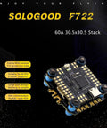 F722 FPV Flight Controller Stack With ICM42688P Sensor And 60A 4in1 ESC 30x30mm for freestyle drones, front view