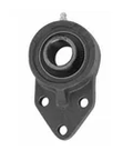 Front view of 3-Bolt Flange Single Row Ball Bearing UCFK204-12C4HR5 - 3/4 in ID High Temp 400°F, Silicone Contact Seals, Cast Iron Housing