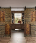 72 Inch By 84 Inch Knotty Pine Double Sliding Barn Door Kit With S Style Finish DIY Ready Multi Color Panels and Hardware
