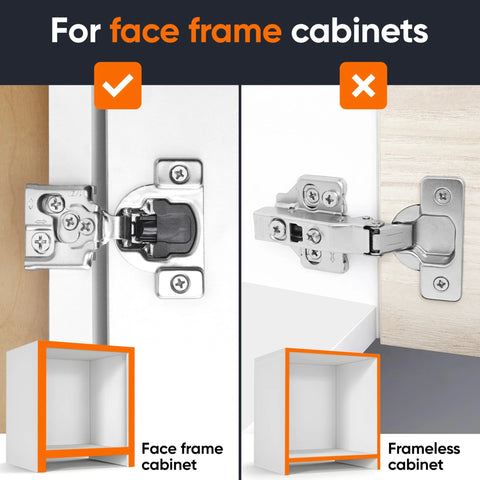 Soft Close Cabinet Hinges For Half Inch Overlay Kitchen Cabinets, 50 Pack Stainless Steel Concealed Face Frame Hinges comparison