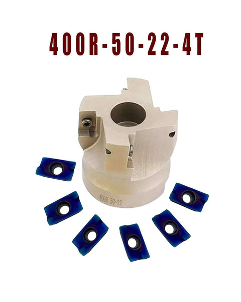 2 Inch Face Mill Arbor With BAP400R 50 22 4T Holder And 50mm Face Milling Shell Cutter Includes 10 Pcs APMT1604PDER Carbide Inserts