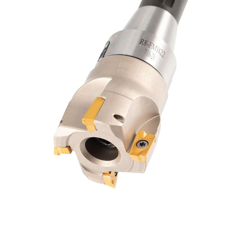 Face Mill And Insert Set For R8 FMB22 Arbor With 50mm Cutter And 7 By 16 By 20 UNF Thread, Includes 10 APMT1604 Carbide Inserts