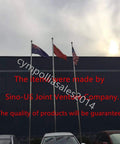Building with flags and text about Sino-US Joint Venture Company quality guarantee.