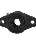 Front view of UENFL208B Accu-Loc 2-Bolt Flange Thermoplastic Ball Bearing Housing 40mm I.D., polymer black, concentric collar locking.