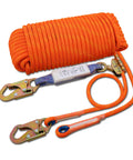 Rock Solid Heavy Duty Fall Protection Rope Kit 25 Ft With Durable Braided Polyester Line Vertical Roofing Grab Snap Hook And Shock Absorber Restraint System For Safe Roofing Work Wear Resistant And Easy To Install